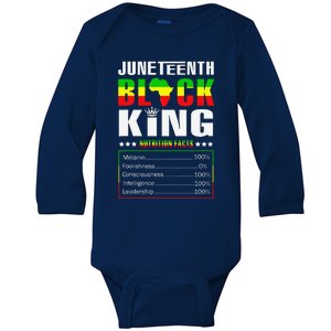 Juneteenth Black King Nutritional Facts Dad Fathers Day Baby Long Sleeve Bodysuit