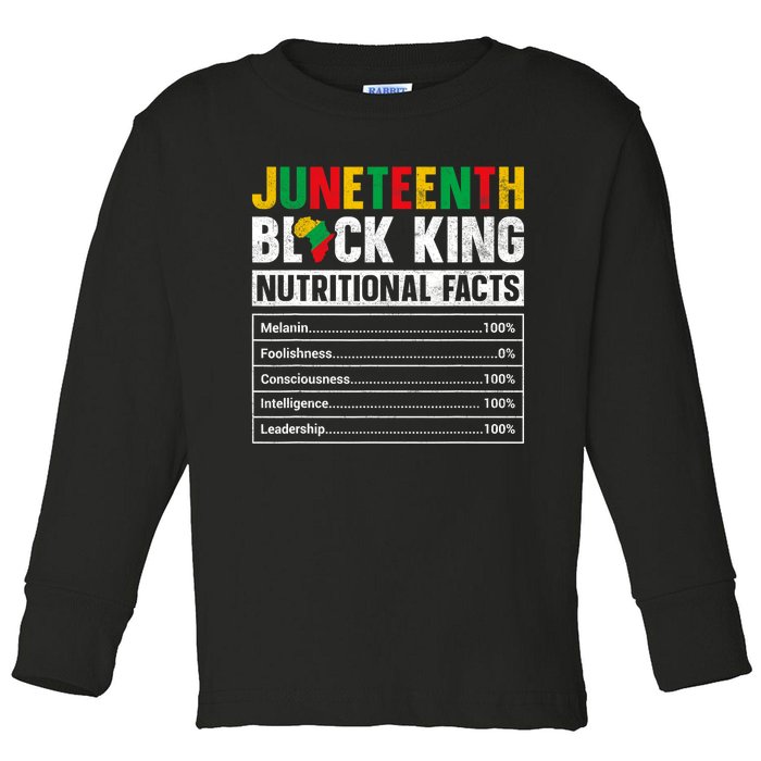 Juneteenth Black King Nutritional Facts Melanin Men Father Toddler Long Sleeve Shirt