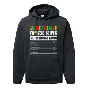 Juneteenth Black King Nutritional Facts Melanin Father Performance Fleece Hoodie