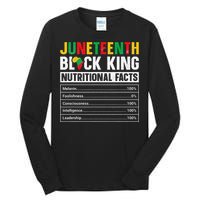 Juneteenth Black King Nutritional Facts Melanin Father Tall Long Sleeve T-Shirt