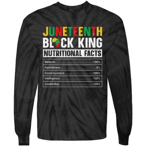 Juneteenth Black King Nutritional Facts Melanin Father Tie-Dye Long Sleeve Shirt