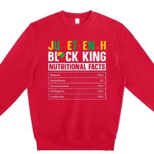 Juneteenth Black King Nutritional Facts Melanin Father Premium Crewneck Sweatshirt