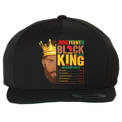 Juneteenth Black King Nutritional Facts Pride African Wool Snapback Cap