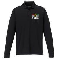 Juneteenth Black King Nutrition Facts Father's Day Melanin Performance Long Sleeve Polo