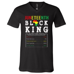 Juneteenth Black King Nutrition Facts Father's Day Melanin V-Neck T-Shirt