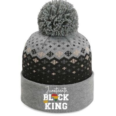 Juneteenth Black King With Pan African Map Flag Gift The Baniff Cuffed Pom Beanie