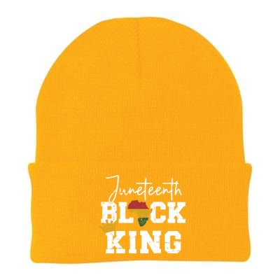 Juneteenth Black King With Pan African Map Flag Gift Knit Cap Winter Beanie