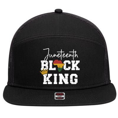 Juneteenth Black King With Pan African Map Flag Gift 7 Panel Mesh Trucker Snapback Hat