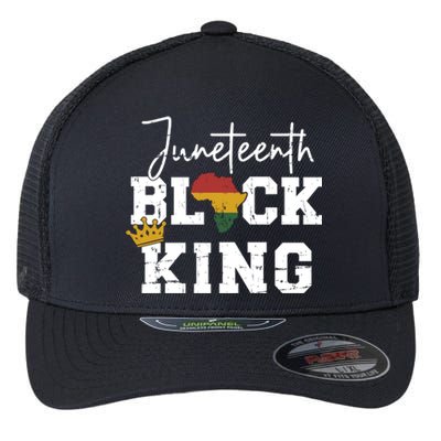 Juneteenth Black King With Pan African Map Flag Gift Flexfit Unipanel Trucker Cap