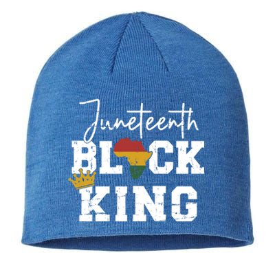 Juneteenth Black King With Pan African Map Flag Gift Sustainable Beanie