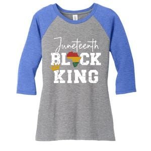 Juneteenth Black King With Pan African Map Flag Gift Women's Tri-Blend 3/4-Sleeve Raglan Shirt