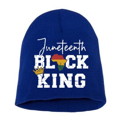 Juneteenth Black King With Pan African Map Flag Gift Short Acrylic Beanie