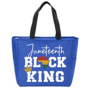 Juneteenth Black King With Pan African Map Flag Gift Zip Tote Bag