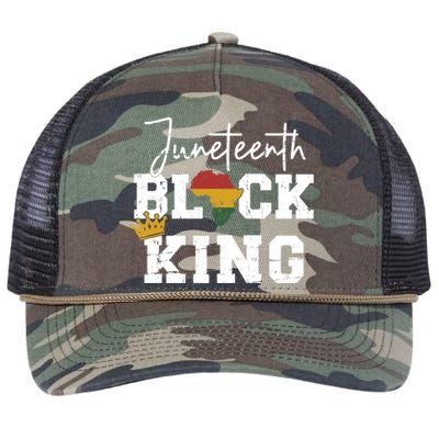 Juneteenth Black King With Pan African Map Flag Gift Retro Rope Trucker Hat Cap