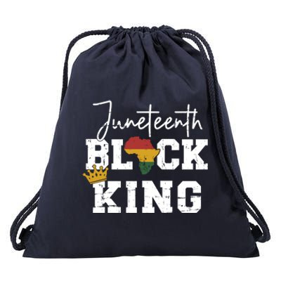 Juneteenth Black King With Pan African Map Flag Gift Drawstring Bag