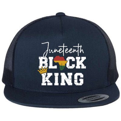 Juneteenth Black King With Pan African Map Flag Gift Flat Bill Trucker Hat