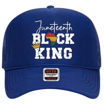 Juneteenth Black King With Pan African Map Flag Gift High Crown Mesh Back Trucker Hat