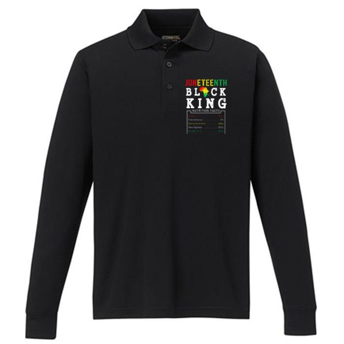 Juneteenth Black King Nutritional Facts Freedom Day Performance Long Sleeve Polo