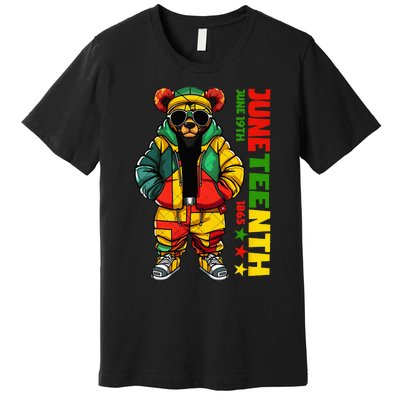 Juneteenth Black King Hip Hop Teddy Bear African American Premium T-Shirt