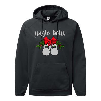 Jingle Bells Kettlebell Christmas Holiday  Performance Fleece Hoodie