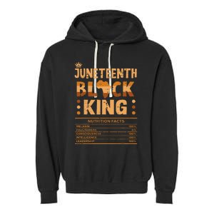 Juneteenth Black King Nutrition Facts Melanin Matching Dad Garment-Dyed Fleece Hoodie