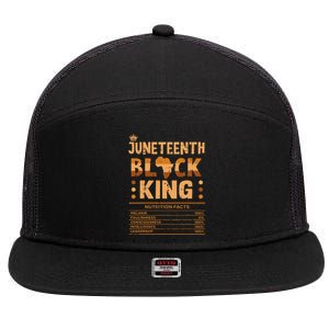 Juneteenth Black King Nutrition Facts Melanin Matching Dad 7 Panel Mesh Trucker Snapback Hat