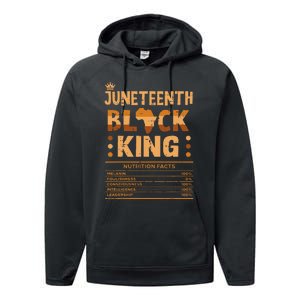 Juneteenth Black King Nutrition Facts Melanin Matching Dad Performance Fleece Hoodie