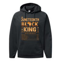 Juneteenth Black King Nutrition Facts Melanin Matching Dad Performance Fleece Hoodie