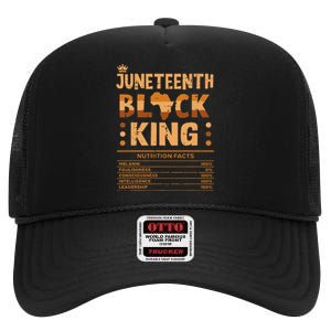 Juneteenth Black King Nutrition Facts Melanin Matching Dad High Crown Mesh Back Trucker Hat