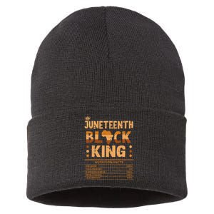 Juneteenth Black King Nutrition Facts Melanin Matching Dad Sustainable Knit Beanie