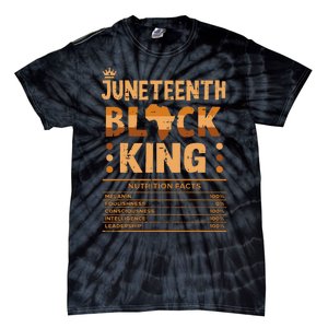 Juneteenth Black King Nutrition Facts Melanin Matching Dad Tie-Dye T-Shirt