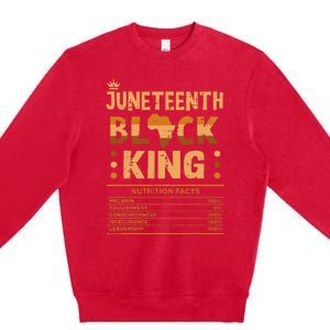 Juneteenth Black King Nutrition Facts Melanin Matching Dad Premium Crewneck Sweatshirt