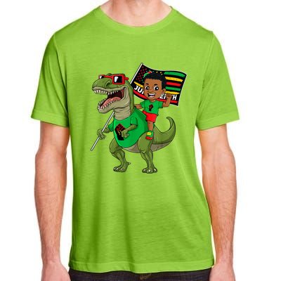 Juneteenth Black King Riding T Rex Dino Funny Adult ChromaSoft Performance T-Shirt