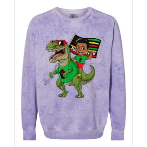 Juneteenth Black King Riding T Rex Dino Funny Colorblast Crewneck Sweatshirt