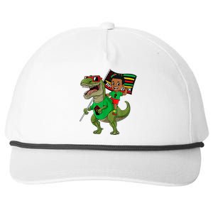 Juneteenth Black King Riding T Rex Dino Funny Snapback Five-Panel Rope Hat