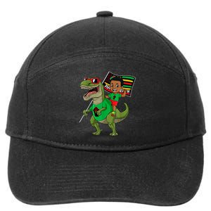 Juneteenth Black King Riding T Rex Dino Funny 7-Panel Snapback Hat