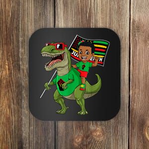 Juneteenth Black King Riding T Rex Dino Funny Coaster