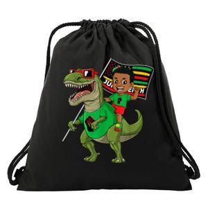 Juneteenth Black King Riding T Rex Dino Funny Drawstring Bag