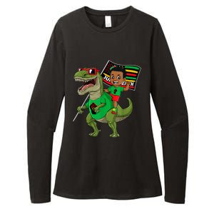 Juneteenth Black King Riding T Rex Dino Funny Womens CVC Long Sleeve Shirt