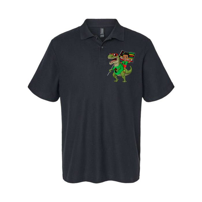 Juneteenth Black King Riding T Rex Dino Funny Softstyle Adult Sport Polo