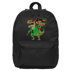 Juneteenth Black King Riding T Rex Dino Funny 16 in Basic Backpack