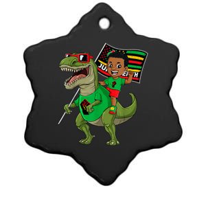 Juneteenth Black King Riding T Rex Dino Funny Ceramic Star Ornament