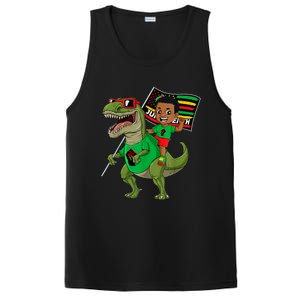 Juneteenth Black King Riding T Rex Dino Funny PosiCharge Competitor Tank