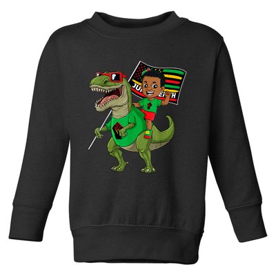 Juneteenth Black King Riding T Rex Dino Funny Toddler Sweatshirt