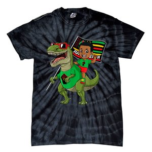 Juneteenth Black King Riding T Rex Dino Funny Tie-Dye T-Shirt