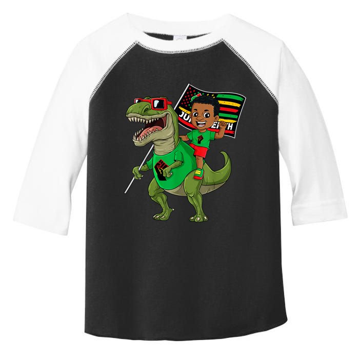 Juneteenth Black King Riding T Rex Dino Funny Toddler Fine Jersey T-Shirt