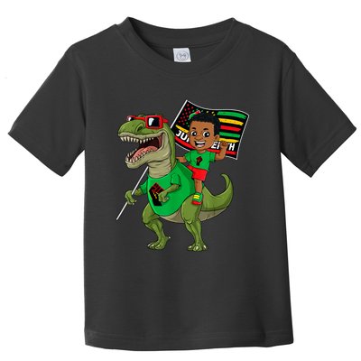 Juneteenth Black King Riding T Rex Dino Funny Toddler T-Shirt