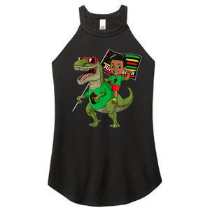 Juneteenth Black King Riding T Rex Dino Funny Women's Perfect Tri Rocker Tank