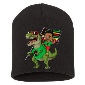 Juneteenth Black King Riding T Rex Dino Funny Short Acrylic Beanie