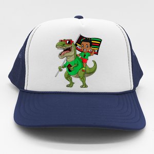 Juneteenth Black King Riding T Rex Dino Funny Trucker Hat